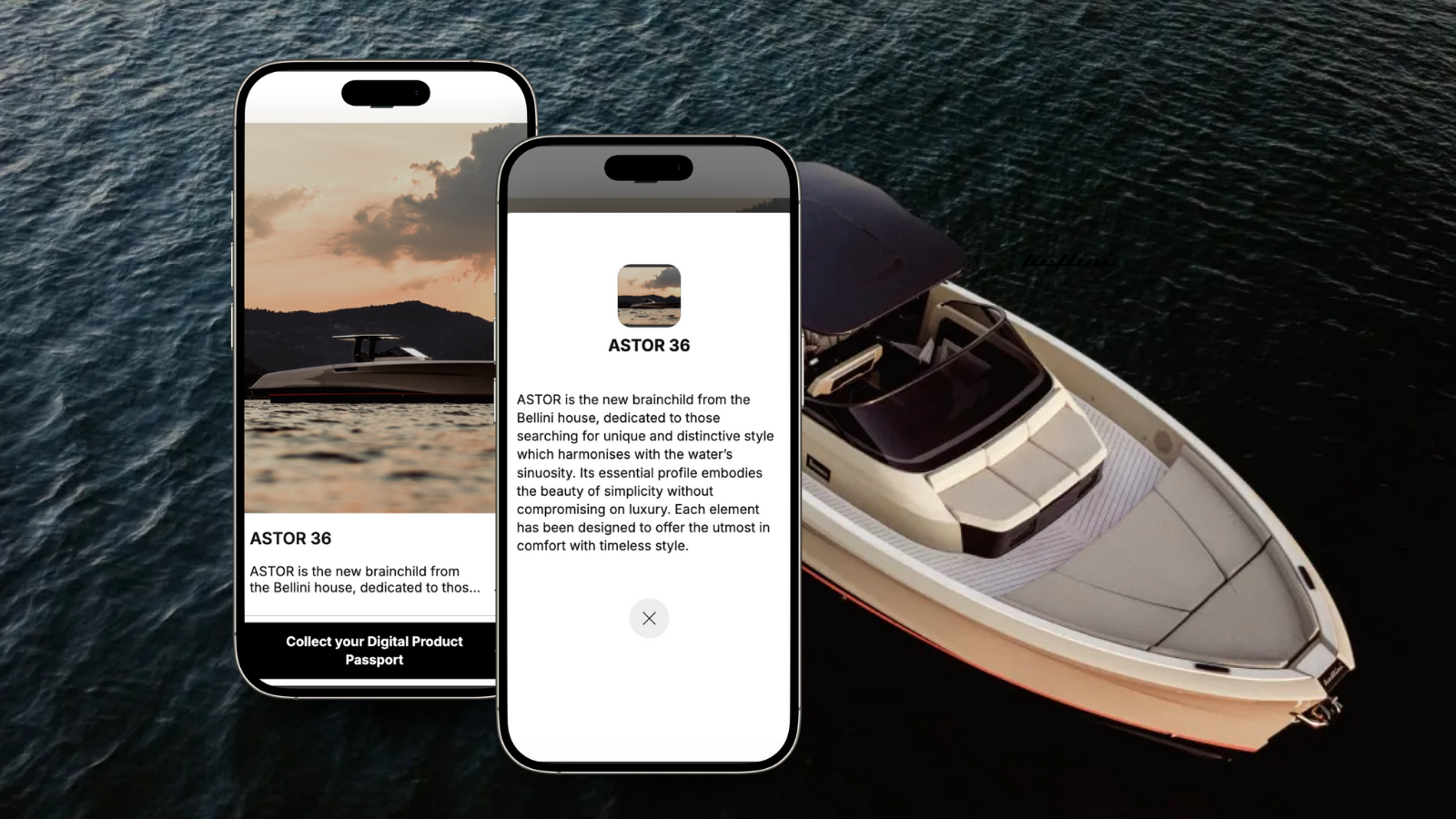 Bellini Yacht Astor 36 — Digital Product Passport sur smartphone